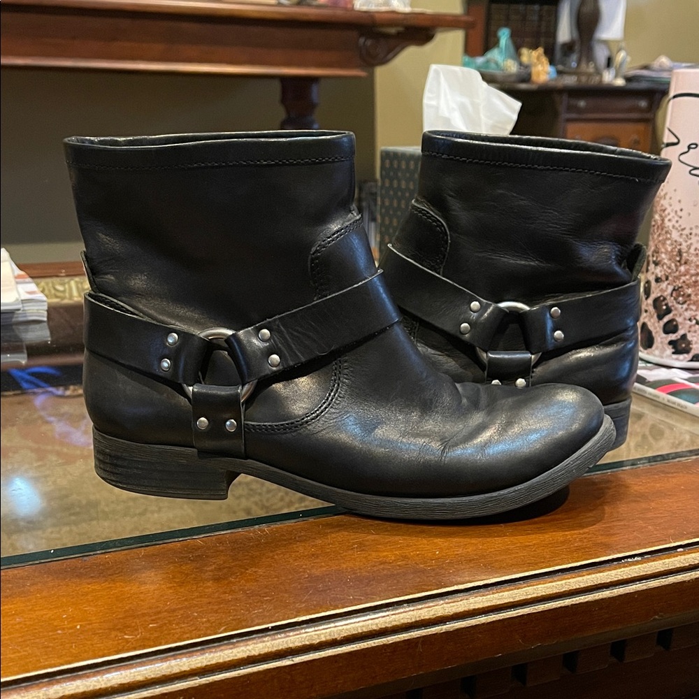 Lucky Brand Black Leather Moto Boots